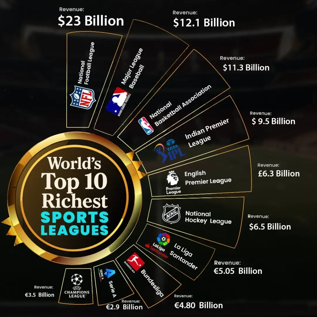 Top 10 Richest sports leagues in the world Infographic