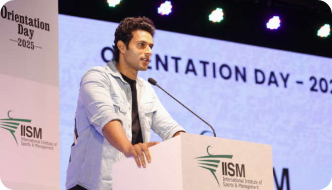 Shivam Dube addressing the IISM-students