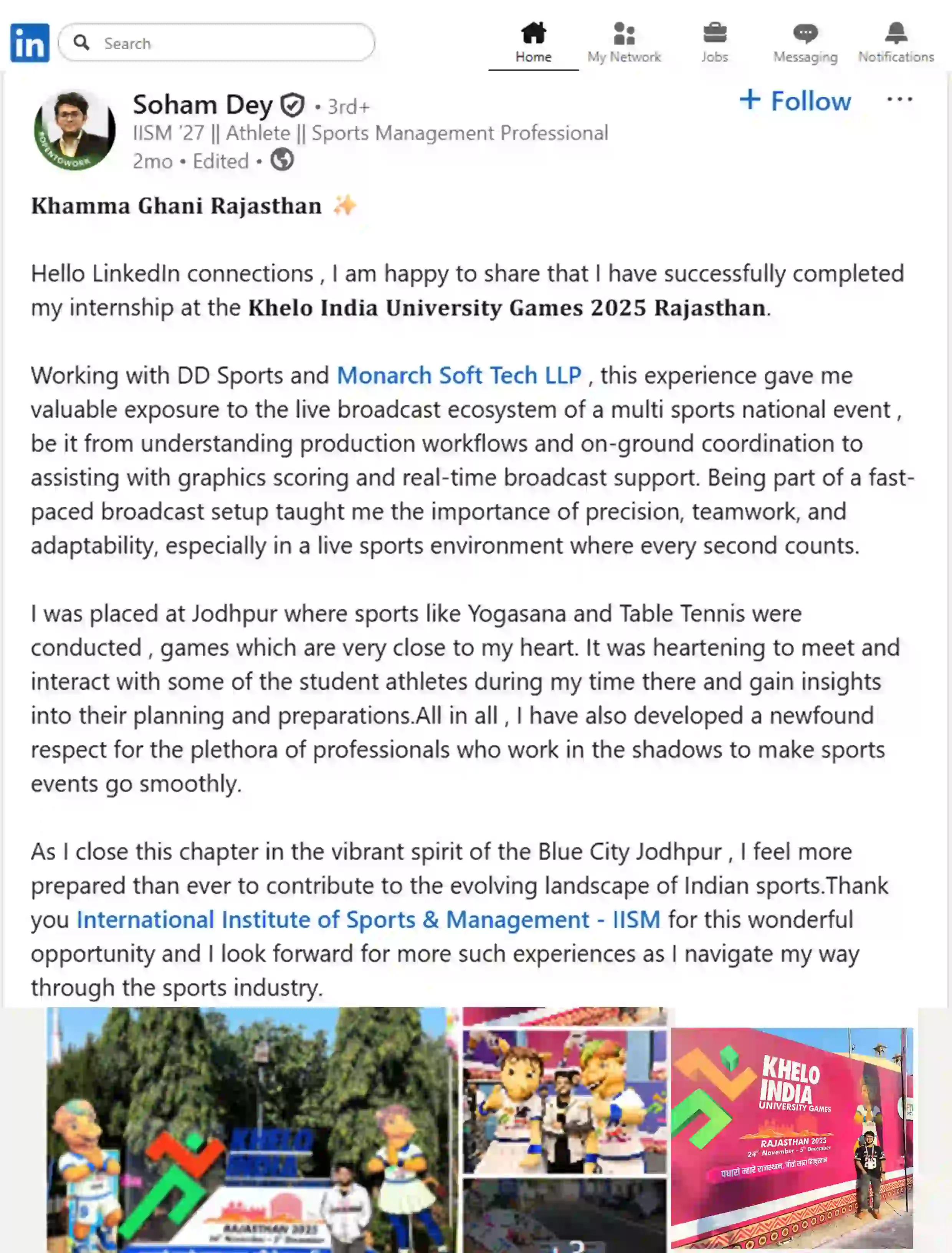 Student's Linkedin Testimonial - Soham Dey