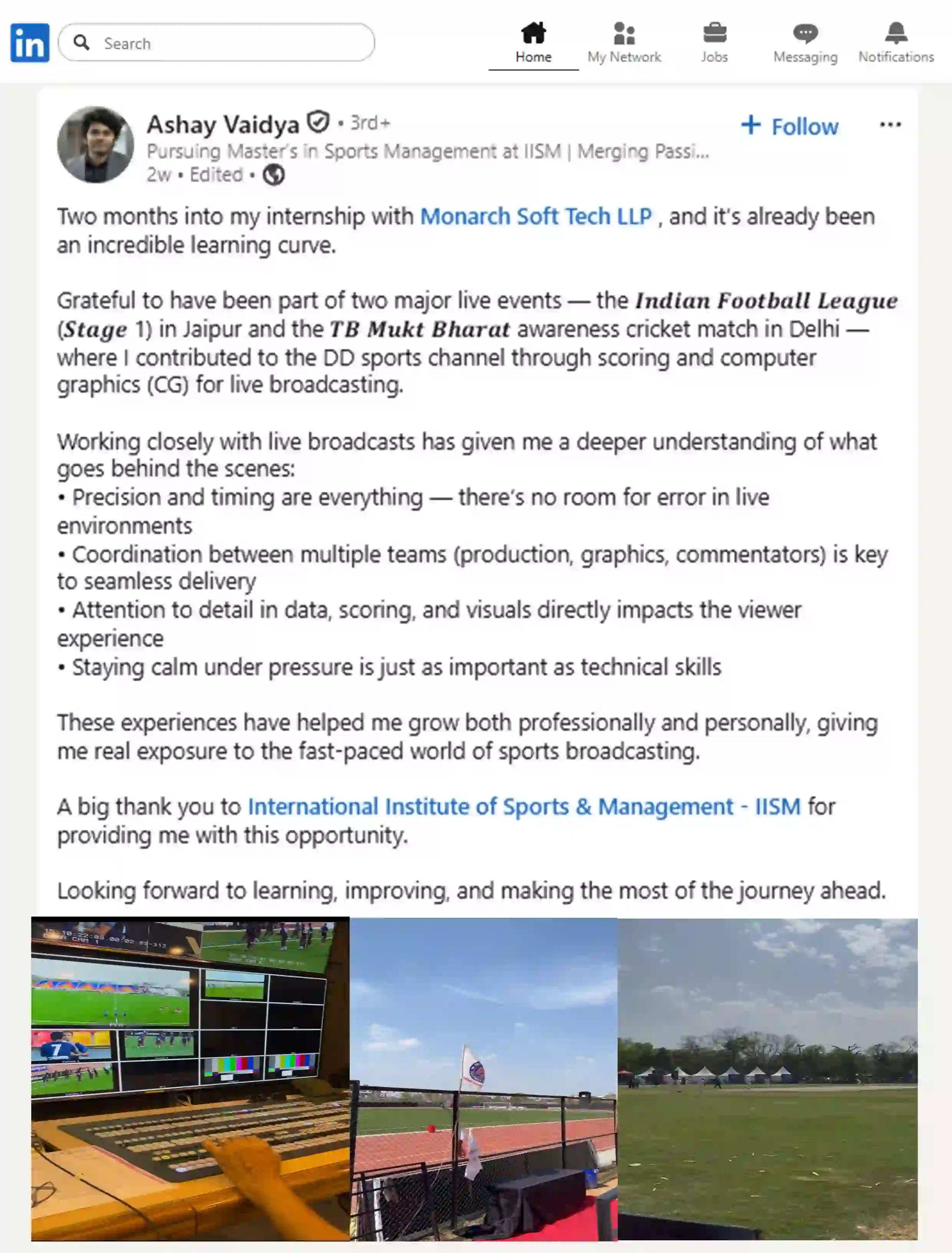 Ashay Vaidya - IISM Linkedin Testimonial