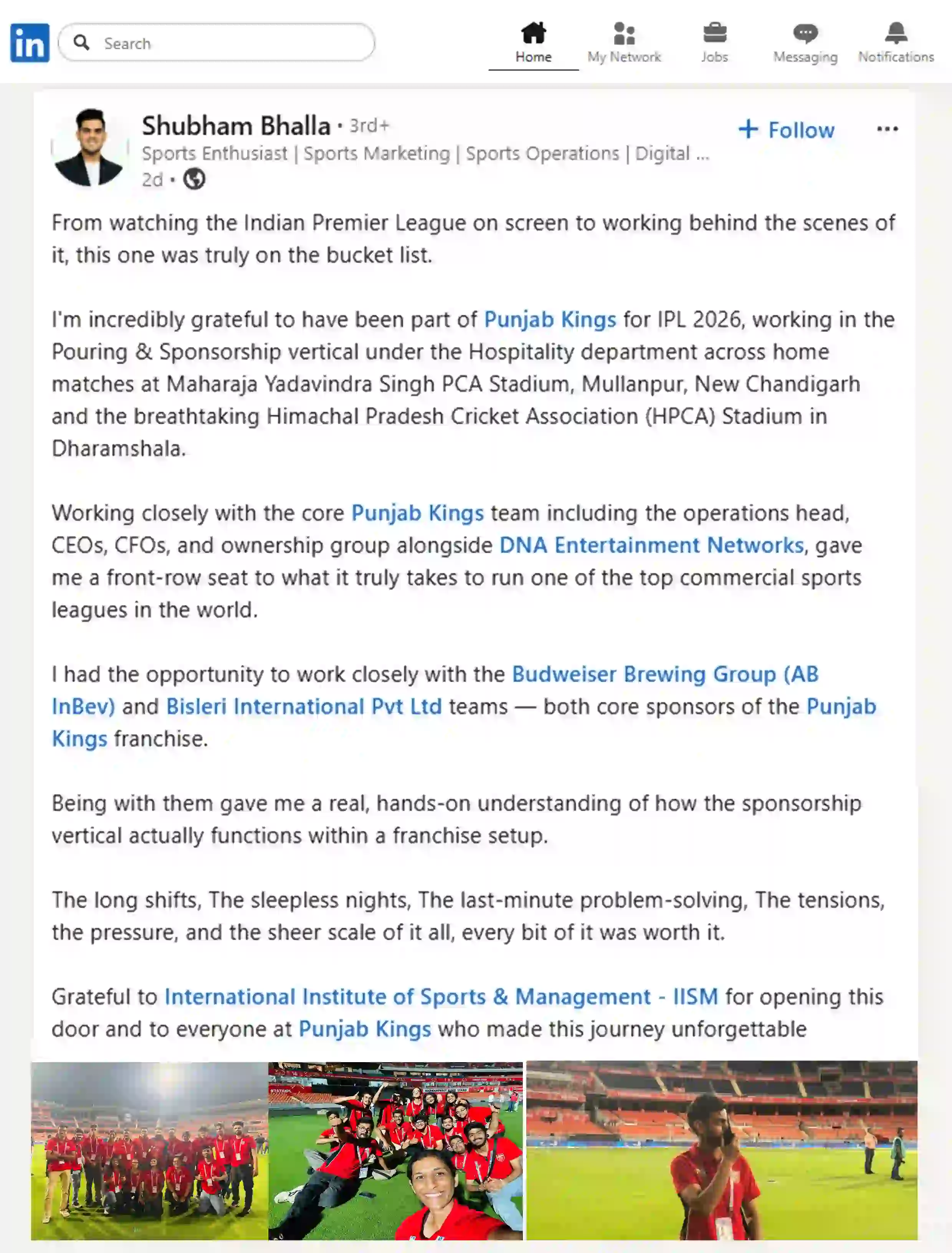 Shubham Bhalla - Linkedin Testimonial