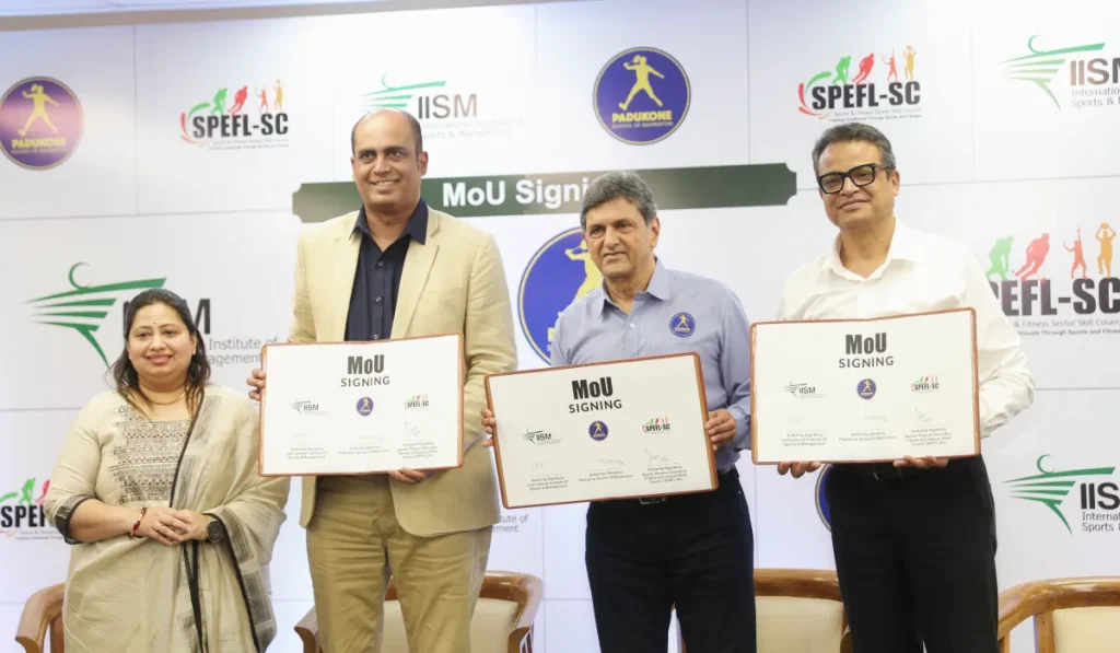 MoU Signing amongst IISM - Padukone School of Badminton and SPEFL-SC